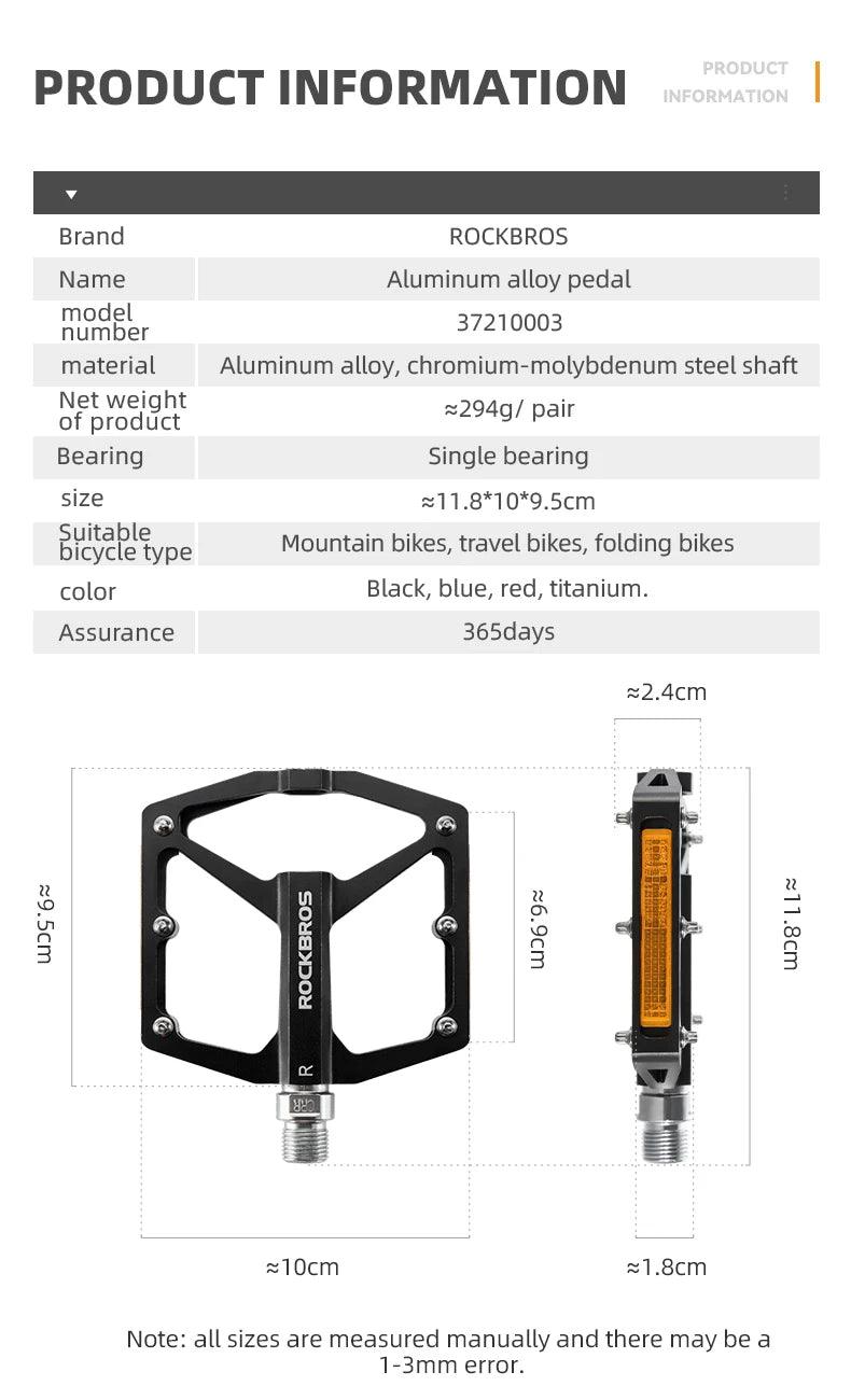 ROCKBROS Bicycle Pedals Save Effort Aluminum Alloy Anti-slip MTB Road Mountain Reflective Bearing Cycling Pedals Bike Accessory