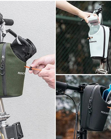 ROCKBROS Bicycle Bag Front Bag Water Bottle Bag 1.5L Folding Bike Mountain Road Bike Riding Bag Adjustable Large-caliber Bag