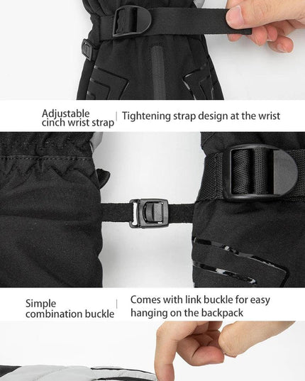 ROCKBROS Warm Heated Gloves Snowmobile Gloves With 3 Levels 4000mAh Rechargeable Battery Powered Electric Thermal Heat Glove