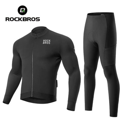 ROCKBROS Winter Cycling Jacket Fleece Warm Winter Thickened Long Sleeved Trousers Suit Cycling Outdoor Sportswear Ciclismo