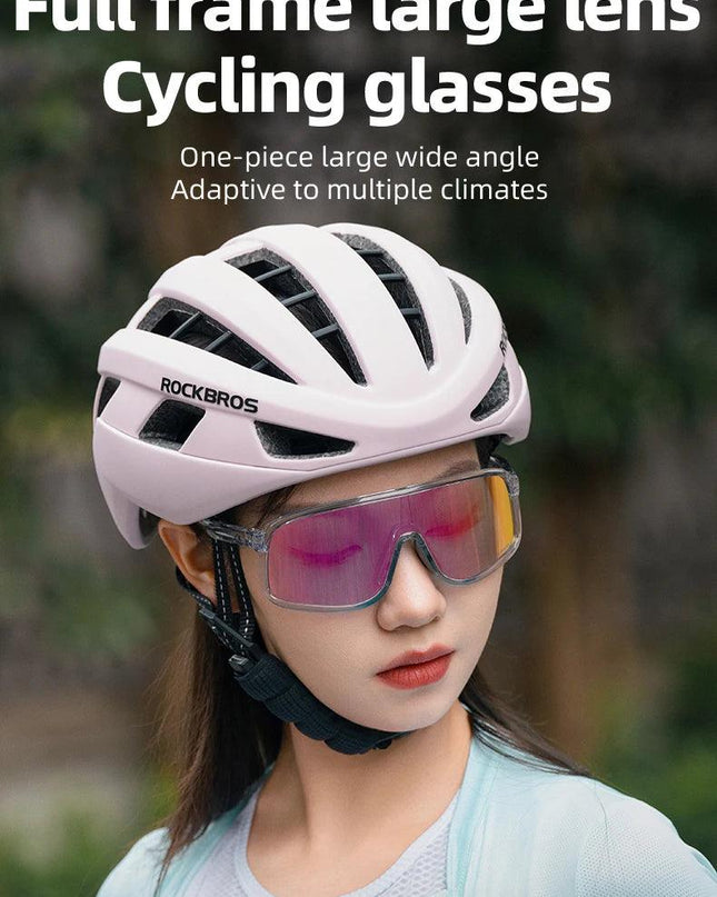 ROCKBROS Photochromic Glasses  HD Large-frame Lens Outdoor Riding Sunglasses UV400 Eyewear Sports Eye Protection Cycling Goggles