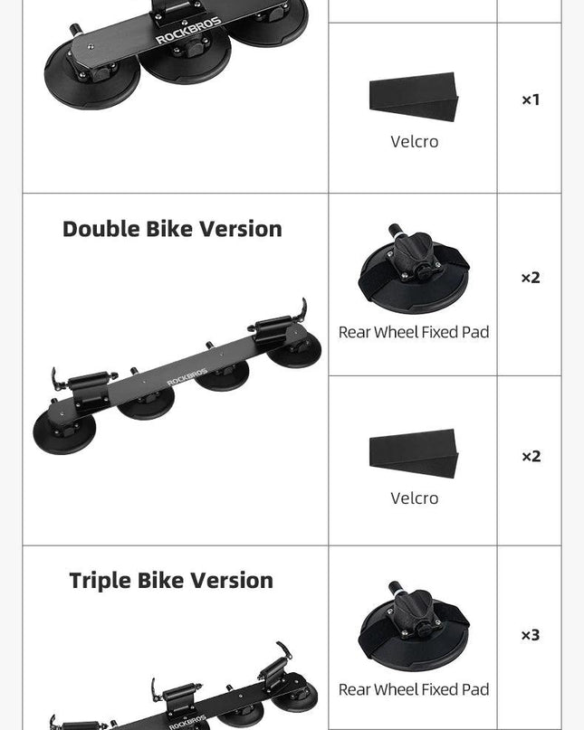 ROCKBROS Bike Bicycle Rack Suction Roof-Top Bike Car Racks Carrier Quick Install Bike Roof Rack MTB Mountain Road Bike Accessory