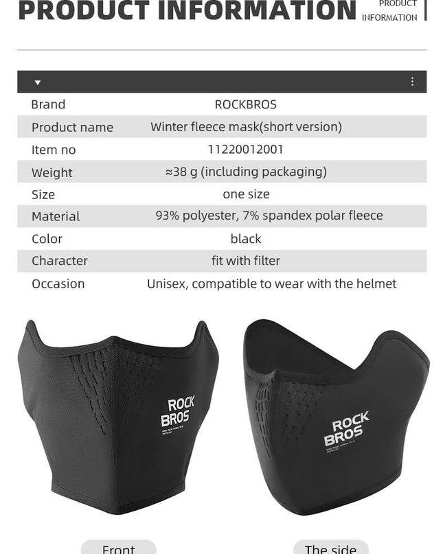 ROCKBROS Warmer Face Mask Windproof Motorcycle Fleece Sport Scarf Outdoor Face Protection Balaclava Bicycle Running Cycling Cap