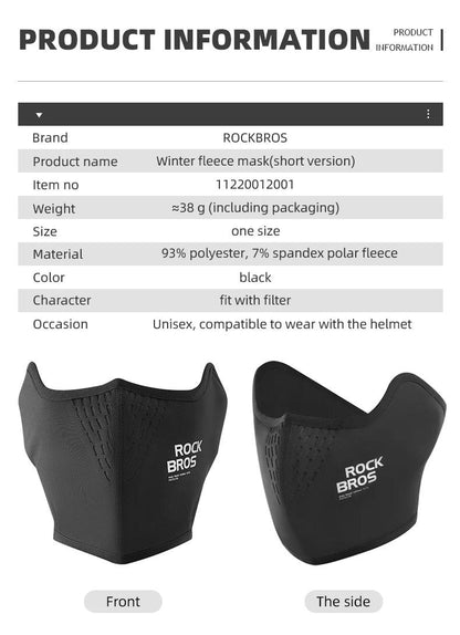 ROCKBROS Warmer Face Mask Windproof Motorcycle Fleece Sport Scarf Outdoor Face Protection Balaclava Bicycle Running Cycling Cap