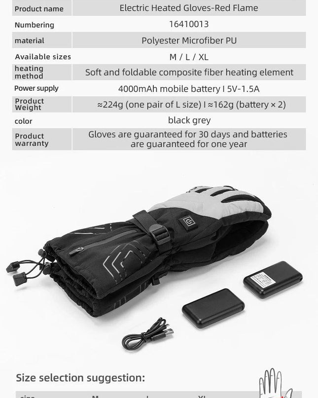ROCKBROS Warm Heated Gloves Snowmobile Gloves With 3 Levels 4000mAh Rechargeable Battery Powered Electric Thermal Heat Glove