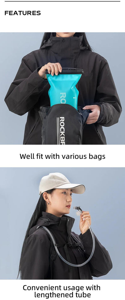 ROCKBROS 2L Water Bag Sports Portable Bicycle Water Bag Running Hydration Vest Backpack Outdoor Folding Water Bucket for Camping