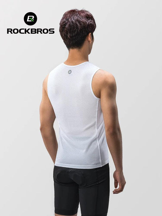 ROCKBROS Bike Vest Breathable  Men's Sleeveless Short Summer Undershirt Windbreaker Tshirt Quick Dry Elastic Mesh Underwear