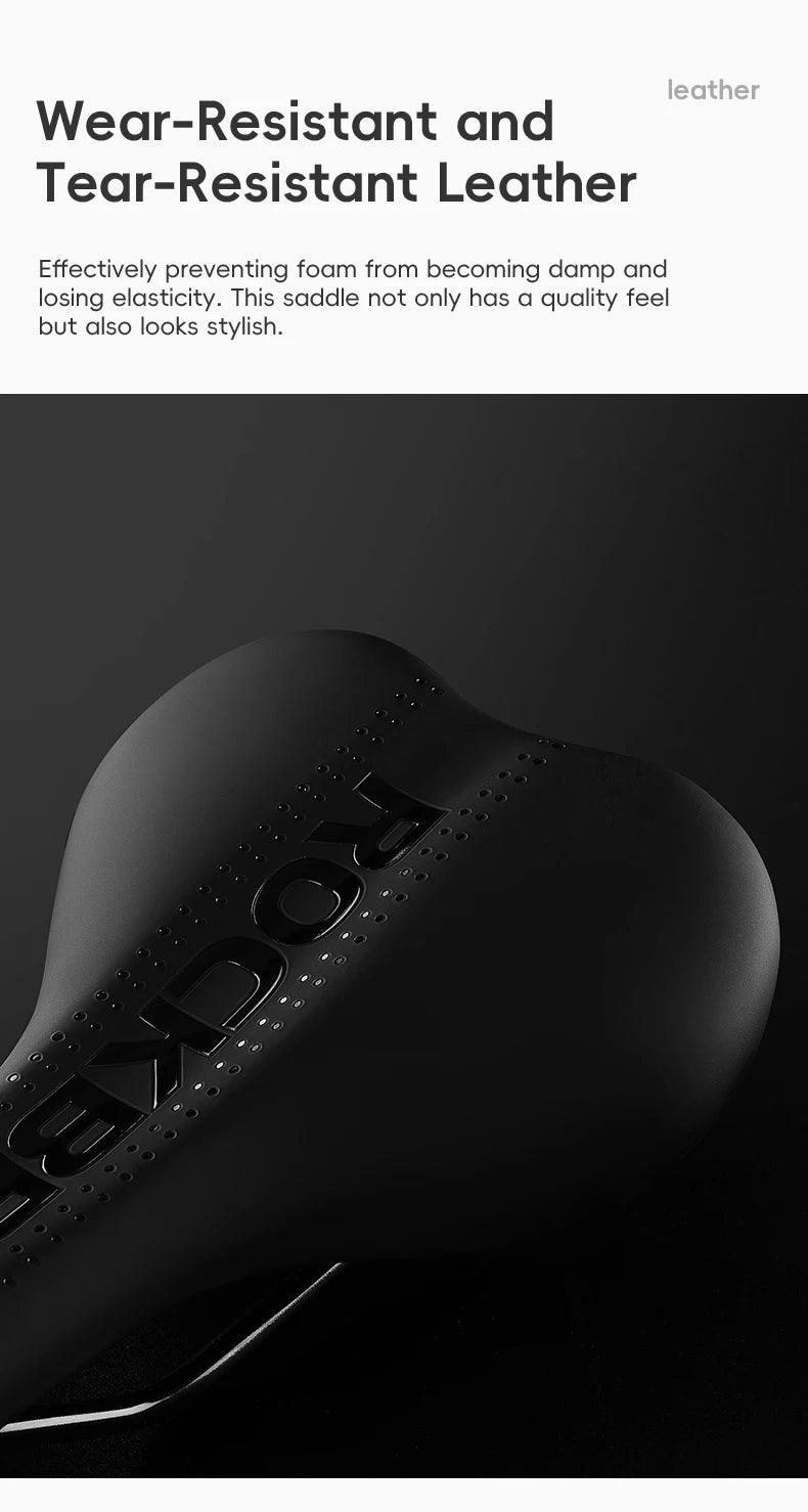 ROCKBROS Bicycle Saddle Comfortable Cycling Cushion Shock Absorption Wear-Resistant Bike Saddle PU Leather Breathable Cushion