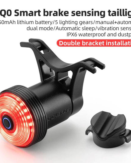 ROCKBROS Bicycle Taillight Smart Auto Brake Sensing MTB Road Bike Light New Type-C Charging Seatposts Saddle Bike Rear Light LED