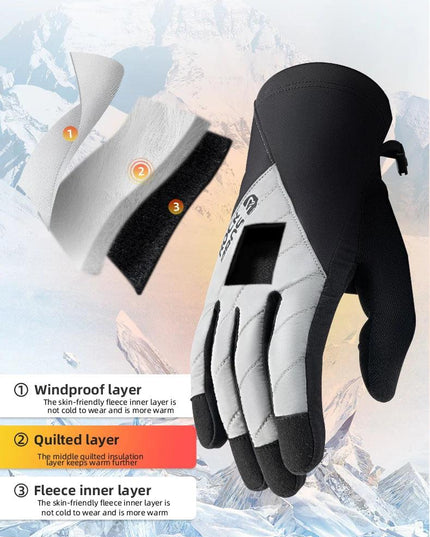 ROCKBROS Bicycle Gloves Breathable Non-slip Cycling Gloves Touch Screen Winter Thermal Warm Full Finger Glove Riding Gloves