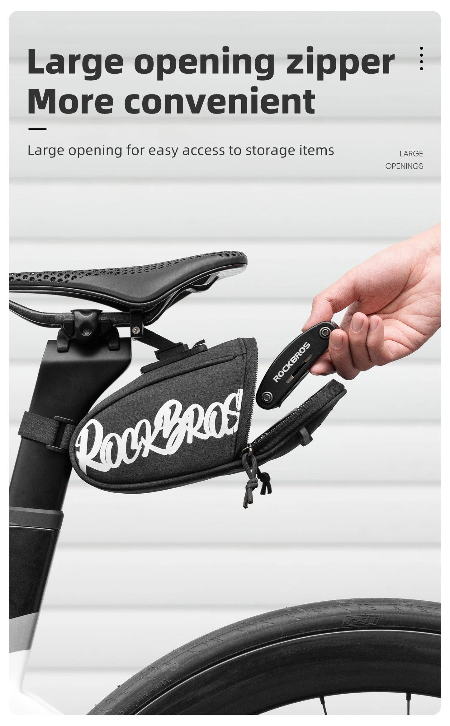 ROCKBROS Bicycle Seat Bag Lightweight Bike Saddle Bag for Cycling Essentials Reflective Rear Pack Wear-Resistant Bag