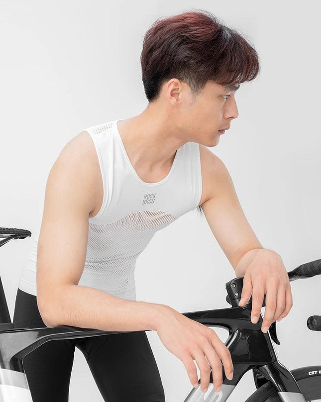 ROCKBROS Cycling Vest High Elastic Cycling Base Layer Sleeveless Bicycle Vest Quick Dry Undershirt Breathable Running Sport