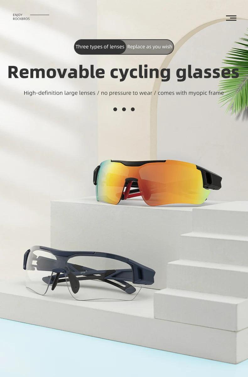 ROCKBROS Polarized Cycling Glasses Men Sports Sunglasses Road MTB Mountain Bike Bicycle Riding Protection Goggles Eyewear 5 Lens