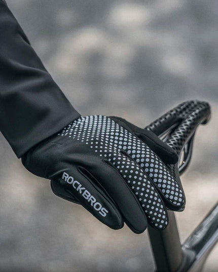 ROCKBROS Full Finger Gloves Sports Breathable Touch Screen Gloves MTB Road Bike Non-slip Gloves Cycling Lengthened Wrist Outdoor