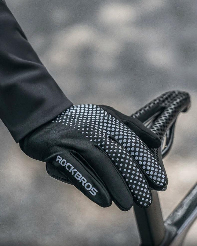 ROCKBROS Full Finger Gloves Sports Breathable Touch Screen Gloves MTB Road Bike Non-slip Gloves Cycling Lengthened Wrist Outdoor