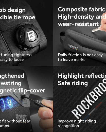 ROCKBROS Waterproof Bicycle Top Tube Bag Lightweight Bike Frame Pack Durable Cycling Storage Bag for Mountain and Road Bikes