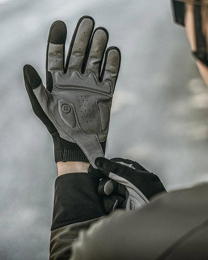 ROCKBROS Bicycle Gloves Full Finger Cycling Gloves Knit Fabric Touch Screen Motorcycle Gloves Autumn Winter Thermal Windproof