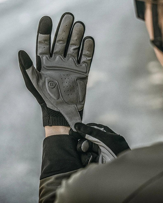 ROCKBROS Bicycle Gloves Full Finger Cycling Gloves Knit Fabric Touch Screen Motorcycle Gloves Autumn Winter Thermal Windproof