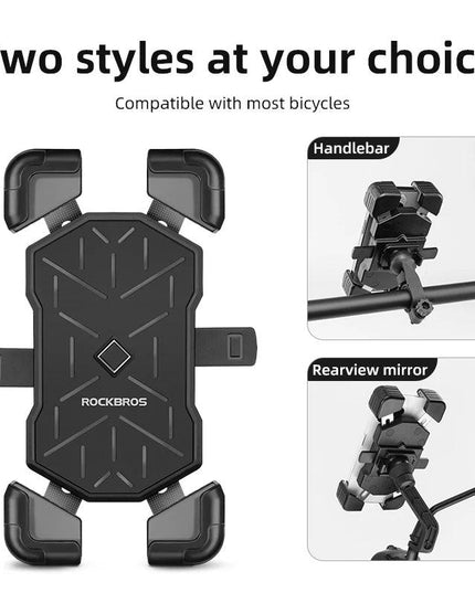 ROCKBROS Bike Phone Holder 360° View Universal Bicycle Phone Holder 4.5-7.2inch Mobile Phone Stand Shockproof Motorcycle Bracket
