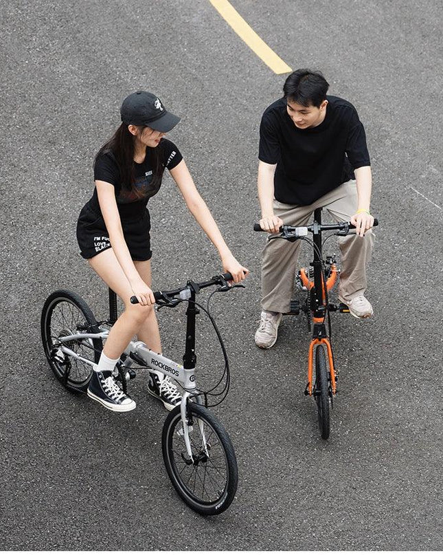 ROCKBROS 20 inch Folding Bike with Shimano 8-speed Aluminium Alloy Frame V Brake Lightweight Adult Unisex Adjustable Bike