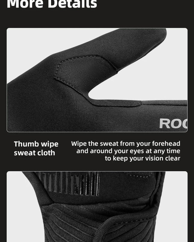ROCKBROS Cycling Gloves MTB Road Bike Non-slip Gloves Touch Screen Winter Thermal Fleece Warmer Windproof Gloves Full Finger