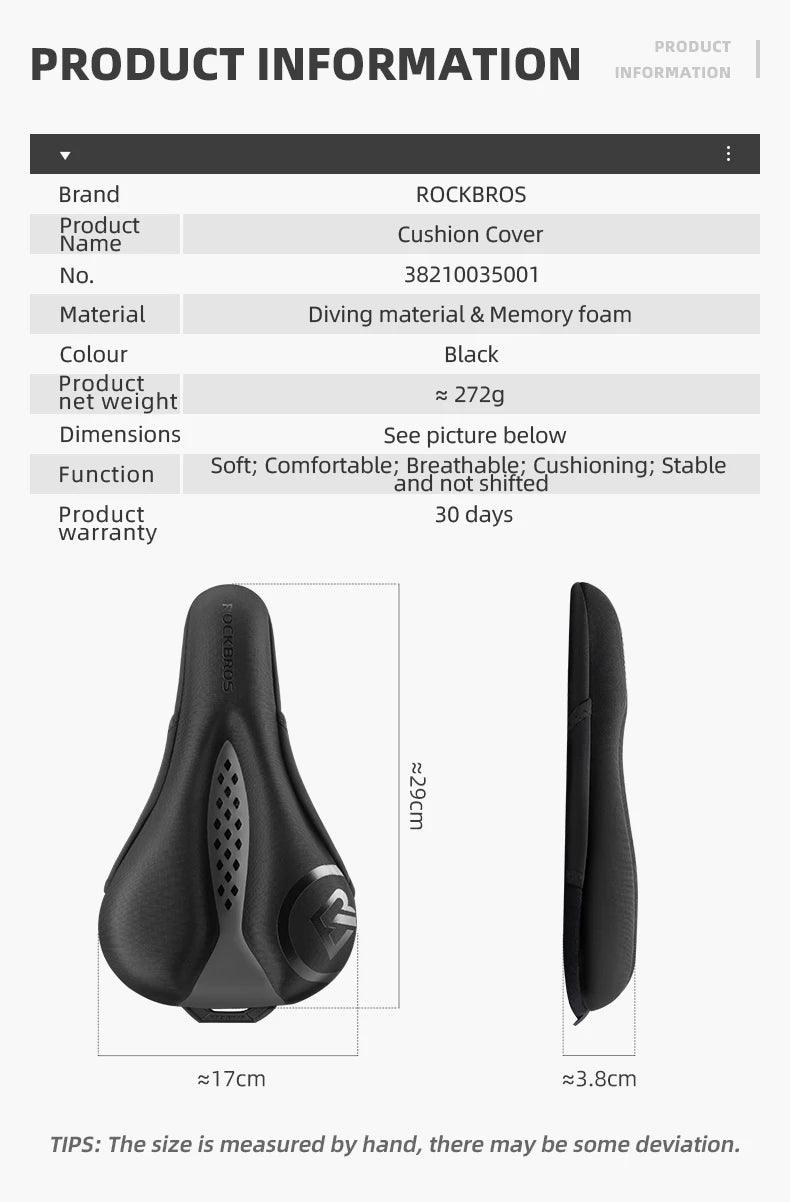 ROCKBROS Bicycle Saddle Cover Liquid Silicone Gel Breathable Seat Soft Thickened MTB Shockproof Cushion Cycling Accessories