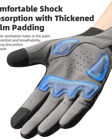 ROCKBROS Bicycle Gloves Full Finger Cycling Gloves Knit Fabric Touch Screen Motorcycle Gloves Autumn Winter Thermal Windproof