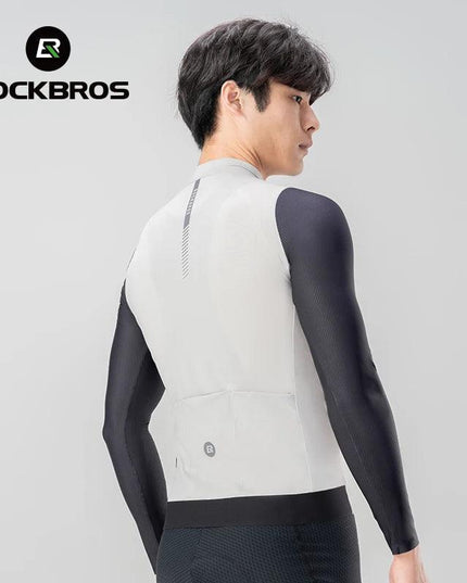 ROCKBROS Cycling Jersey Breathable Long Sleeved Quick Drying With Rear Pocket Bicycle Clothing Non-slip Sweatshirt Cycling Suit