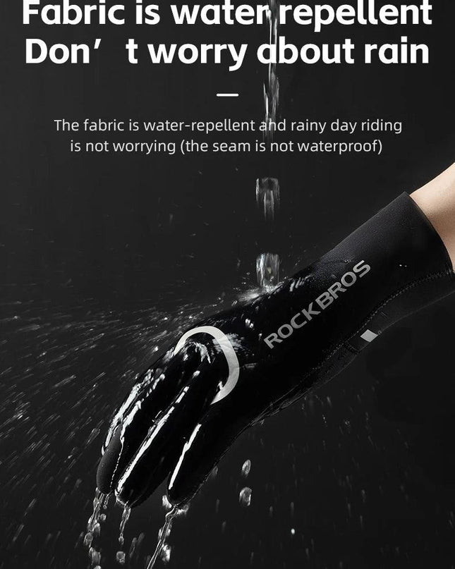 ROCKBROS Winter Warm Gloves Windproof Waterproof Bicycle Sports Mitten Warm Fleece Gloves Non-slip Motorcycle Ski Riding Gloves