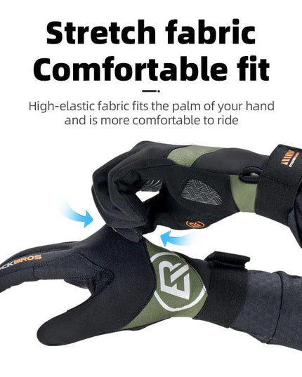 ROCKBROS Long Finger Cycling Gloves Spring Autumn Gloves Non-slip Shock-absorbing Touch Screen Reflective MTB Road Bike Glove