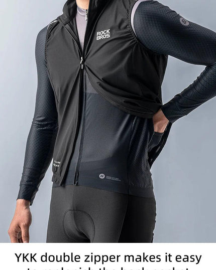 ROCKBROS Cycling Vest for Men Breathable Bicycle Clothing Outdoor Sports Windproof Running Vest Reflective Quick Dry Jersey