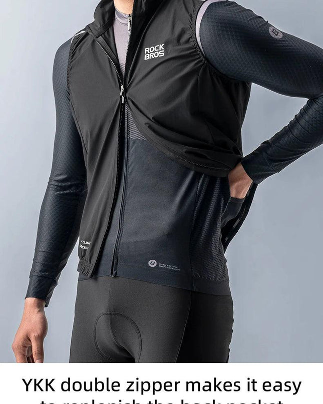 ROCKBROS Cycling Vest for Men Breathable Bicycle Clothing Outdoor Sports Windproof Running Vest Reflective Quick Dry Jersey