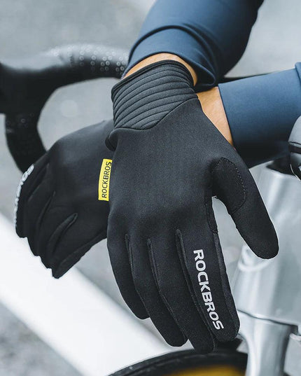 ROCKBROS Cycling Gloves MTB Road Bike Non-slip Gloves Touch Screen Winter Thermal Fleece Warmer Windproof Gloves Full Finger