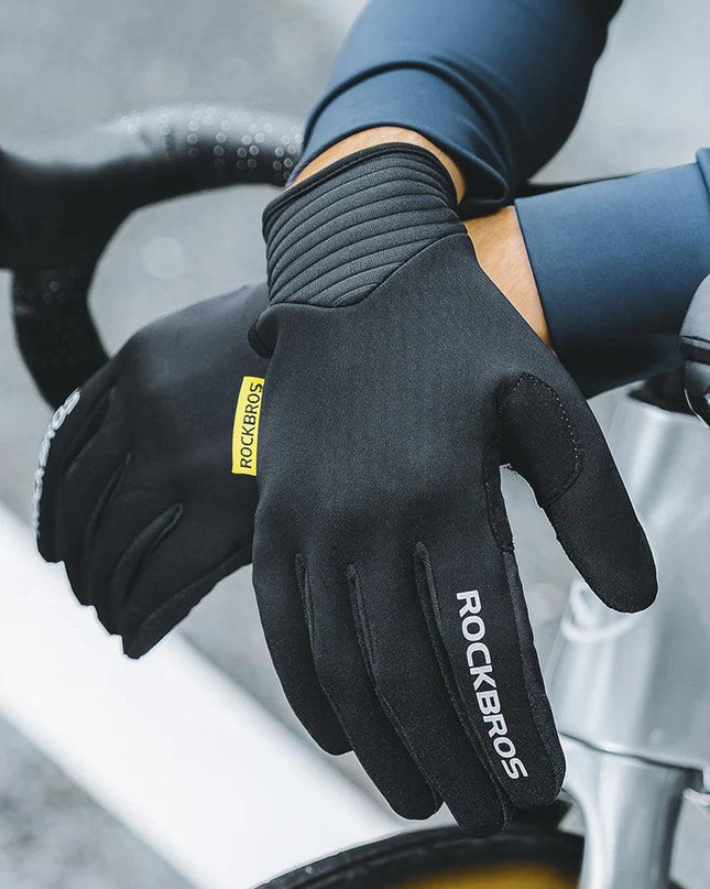 ROCKBROS Cycling Gloves MTB Road Bike Non-slip Gloves Touch Screen Winter Thermal Fleece Warmer Windproof Gloves Full Finger