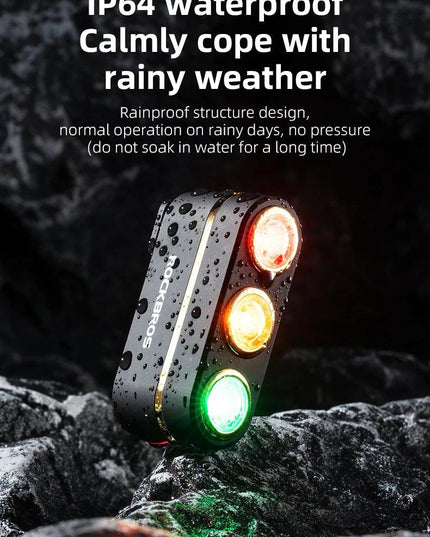 ROCKBROS Bike Tail Light Auto Start/Stop Brake Sensing Bicycle Tail light Type-C Rechargeable Wireless Warning Tail light