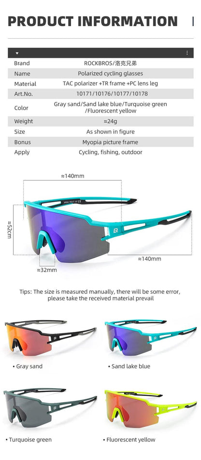 ROCKBROS Bicycle Glasses UV400 Cycling Glasses Bike Fishing Sunglasses Hiking Riding Polarized/Photochromic Eyewear Sport Goggle