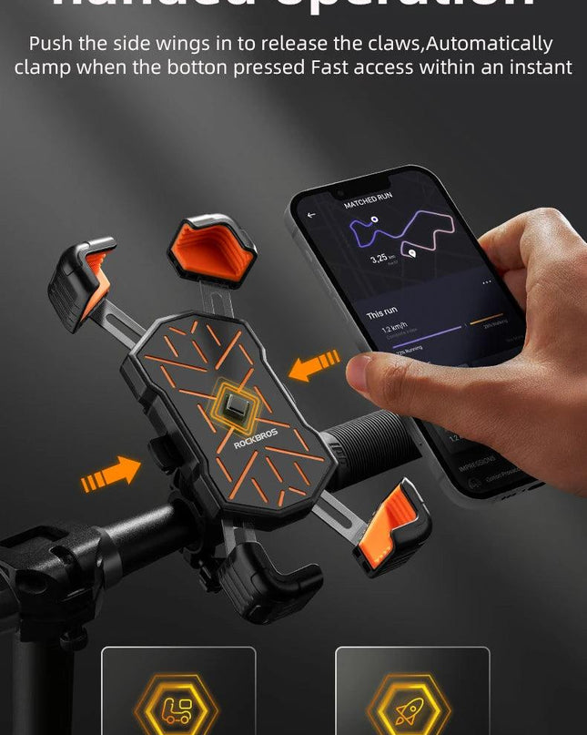 ROCKBROS Bike Phone Holder 360° View Universal Bicycle Phone Holder 4.5-7.2inch Mobile Phone Stand Shockproof Motorcycle Bracket
