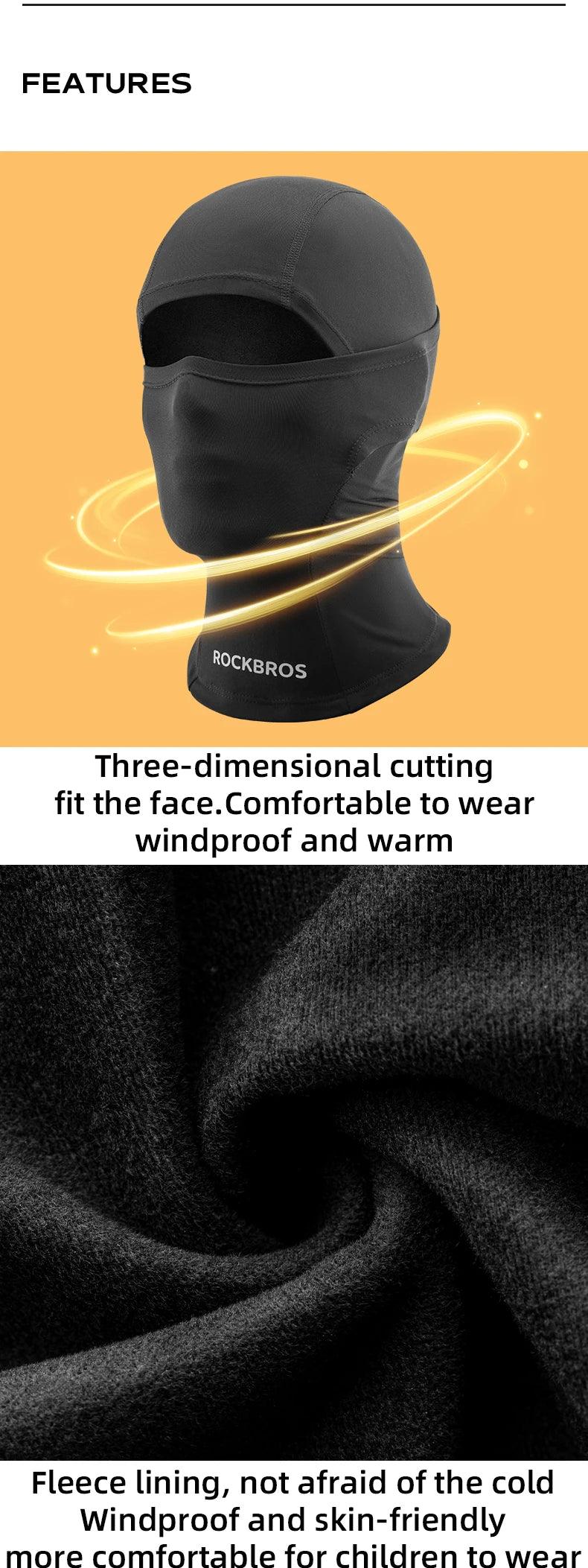 ROCKBROS Children‘s Winter Cycling Caps Riding Face Cover Windproof Outdoor Hiking Warm Neck Face Breathable Bike Hat Balaclava