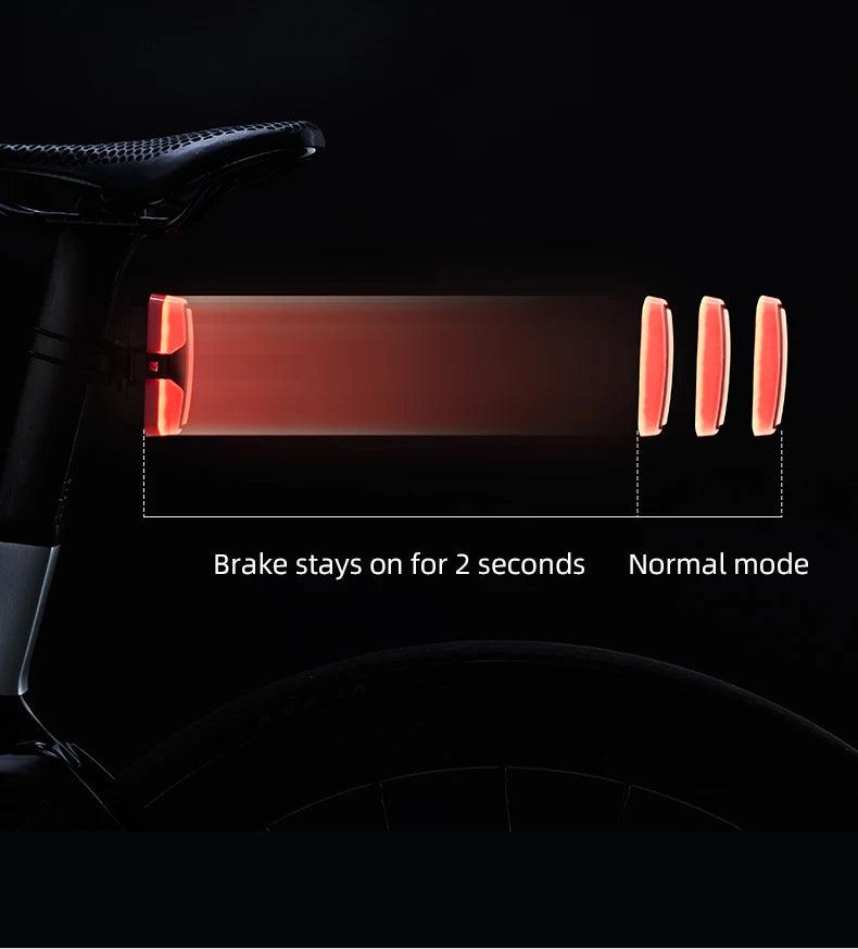 ROCKBROS Bicycle Tail Light Type-C Rechargeable IPX6 Bike Taillight LED Warning Rear Lamp 500mAh Smart Light Sensing Flashlight