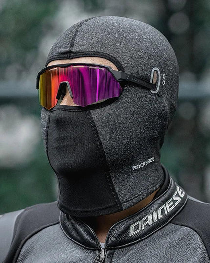 ROCKBROS Warm Windproof Cycling Headgear Breathable Face Mask Outdoor Electric Bicycle Balaclava Bike Skiing Fleece Head Hat