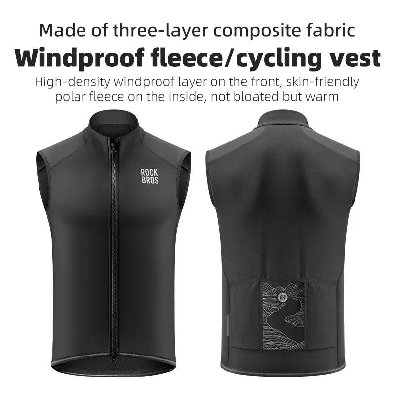 ROCKBROS Winter Cycling Vest Lightweight Windproof Fleece Warm Vest for Men Women Outdoor Sports Thermal Clothing Runring ﻿