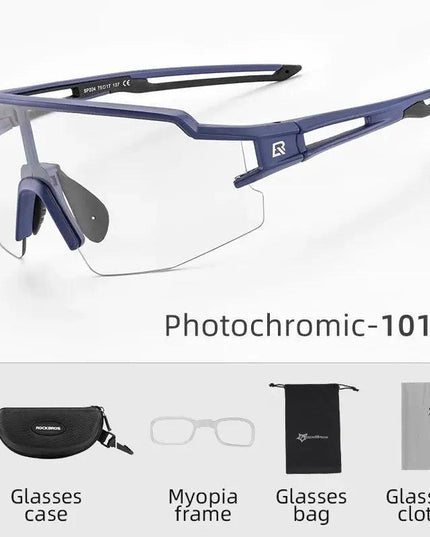 ROCKBROS Photochromic Cycling Glasses Polarized Built-in Myopia Frame Sports Sunglasses Men Women Glasses Cycling Eyewear Goggle
