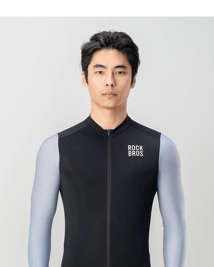 ROCKBROS Cycling Jersey Breathable Long Sleeved Quick Drying With Rear Pocket Bicycle Clothing Non-slip Sweatshirt Cycling Suit