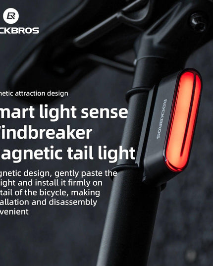 ROCKBROS Magnetic Bike Tail Light Type-C 7 modes Rechargeable LED Bicycle Rear Light for Night Riding Intelligent Brake Sensor