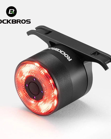 ROCKBROS Smart Bicycle Taillight Type-C Charging Auto Brake Sensing LED Rear Light Aluminum Alloy Bike Lamp Accessories Q1MAX