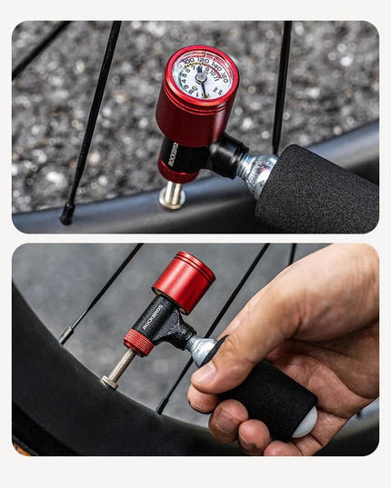 ROCKBROS Bicycle CO2 Cylinder Pump Gas Nozzle Bike Fast Inflator Inflatable Head Aluminum Adapter Riding Emergency Accessories
