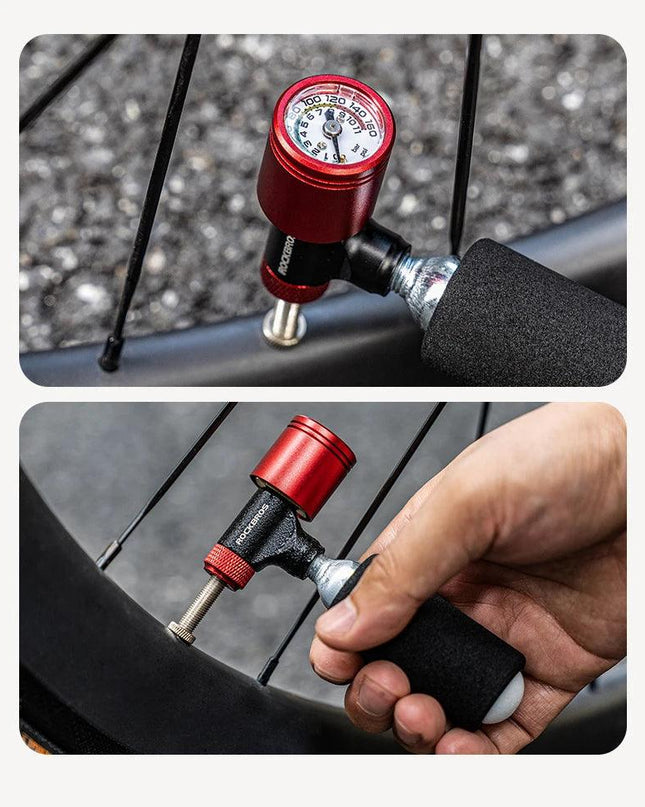 ROCKBROS Bicycle CO2 Cylinder Pump Gas Nozzle Bike Fast Inflator Inflatable Head Aluminum Adapter Riding Emergency Accessories