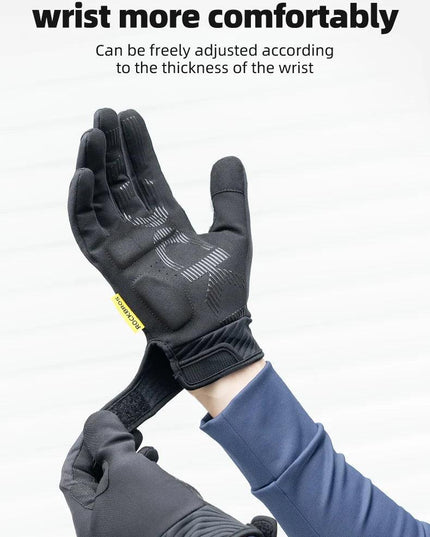 ROCKBROS Cycling Gloves MTB Road Bike Non-slip Gloves Touch Screen Winter Thermal Fleece Warmer Windproof Gloves Full Finger