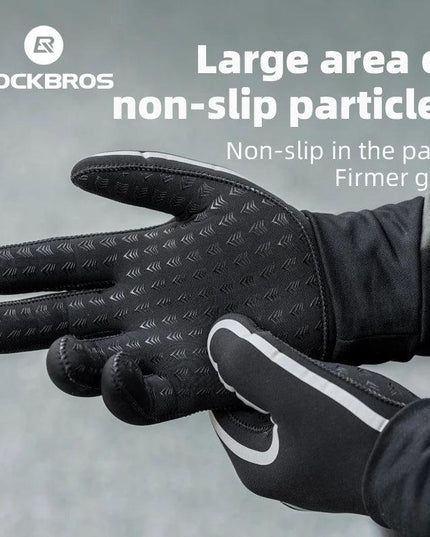 ROCKBROS Winter Warm Gloves Windproof Waterproof Bicycle Sports Mitten Warm Fleece Gloves Non-slip Motorcycle Ski Riding Gloves
