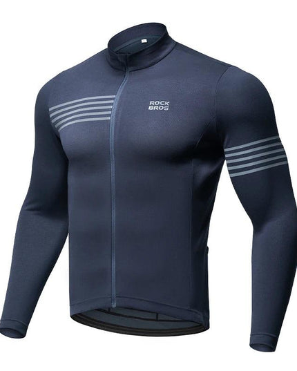 ROCKBROS Winter Cycling Jacket Warm Long Sleeves Top Riding Clothing Tight Reflective Logo Men's Cycling Jersey Profession Cloth
